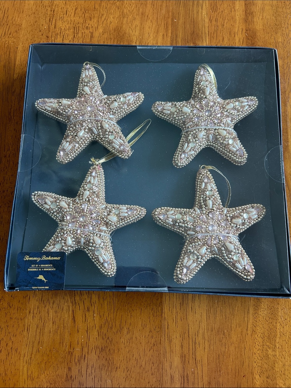Tommy Bahama rose gold Beaded Starfish Ornaments - Set of 4